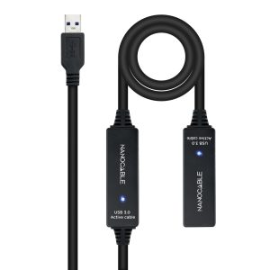 Cable Alargador Amplificador USB 3.0 Nanocable 10.01.0312/ USB Macho - USB Hembra/ 10m/ Negro