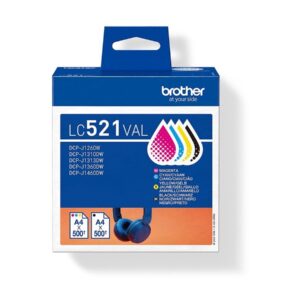 Brother LC521 Value Pack - Pack de 4 - preto, amarelo, azul cyan, magenta - original - caixa pendurada - tinteiro