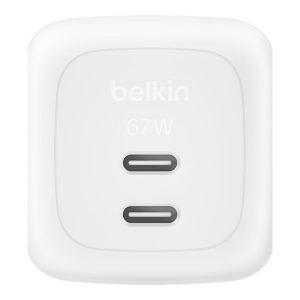 Belkin BoostCharge Pro - Adaptador de alimentação - GaN - 67 Watt - Fast Charge - 2 conectores de saída (2 x USB-C) -…