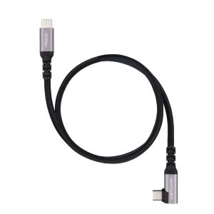 Cable USB 3.2 Tipo-C Acodado Nanocable 10.01.4702/ USB Tipo-C Macho - USB Tipo-C Macho/ Hasta 100W/ 10Gbps/ 2m/ Negro