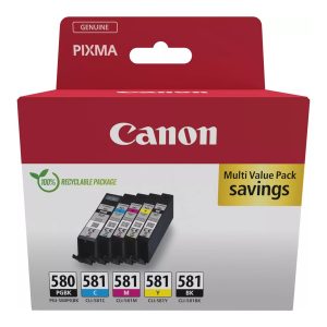 Canon PGI-580/CLI-581 PGBK/C/M/Y/BK Multi Pack - Pack de 5 - preto pigmentado, preto, amarelo, azul cyan, magenta -…