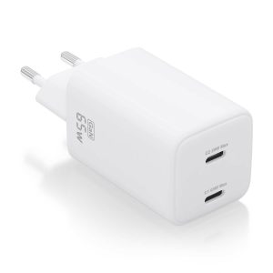 Cargador de Pared GaN Aisens ASCH-65W2P039-W/ 2xUSB Tipo-C/ 65W