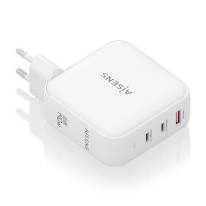 Cargador de Pared GaN Aisens ASCH-140W3P030-W/ 2xUSB Tipo-C/ 1xUSB/ 140W