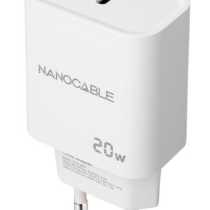 Cargador de Pared Nanocable 10.10.2005/ 1xUSB Tipo-C/ 20W/ Blanco