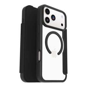 OtterBox React Series - Capa flip cover para telemóvel - compatibilidade MagSafe - cristal negro (transparente/preto)