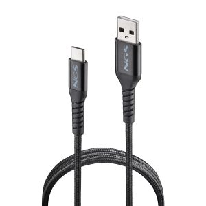 Cable USB 2.0 NGS KNOT-AC/ USB Macho - USB Tipo-C Macho/ 480Mbps/ 1m/ Negro