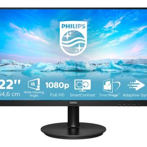 Philips V-line 221V8A - Monitor LED - 22" (21.5" visível) - 1920 x 1080 Full HD (1080p) @ 75 Hz - VA - 200 cd/m² -…