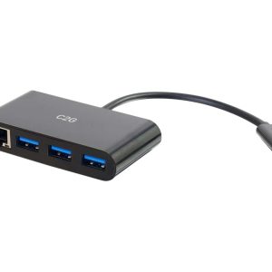 C2G USB C Hub with Ethernet - 3-Port USB Hub - Hub - 3 x SuperSpeed USB 3.0 + 1 x USB-C + 1 x 1000Base-T - desktop