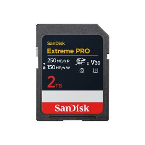 SanDisk Extreme PRO - Cartão de memória flash - 2 TB - Video Class V30 / UHS-I U3 / Class10 - SDXC UHS-I