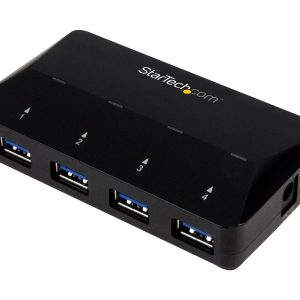 Startech Concentrador USB 3.0 de 4 portas mais porta de carregamento dedicada - 1 x porta 2,4A - Switch de…