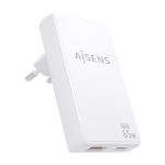 Cargador de Pared GaN Aisens ASCH-65W2P076-W/ 1xUSB Tipo-C/ 1xUSB/ 65W/ Blanco
