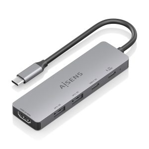Docking USB Tipo-C Aisens ASUC-5P028-GR/ 1xHDMI 4K/ 2xUSB/ 2xUSB Tipo-C/ 1xUSB Tipo-C PD/ Gris