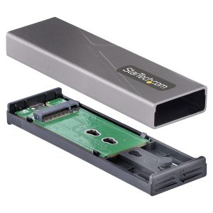 Startech USB-C 10Gbps to M.2 NVMe or M.2 SATA SSD Enclosure, Tool-free M.2 PCIe/SATA NGFF SSD Enclosure, Portable Aluminum Case, USB Type-C & USB-A Host Cables, For 2230/2242/2260/2280 - Works w/ Thunderbolt 3 (M2-USB-C-NVME-SATA) - Enclosure de arma