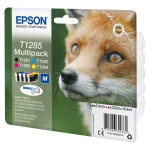 Epson T1285 Multipack - Pack de 4 - preto, amarelo, azul cyan, magenta - original - blister com RF/alarme acústico -…