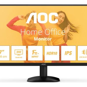 AOC Basic-line Q27B35E - Monitor LED - 27" - 2560 x 1440 QHD @ 75 Hz - IPS - 300 cd/m² - 1500:1 - HDR10 - 1 ms - HDMI,…