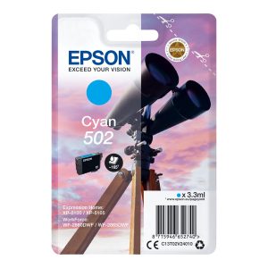 Epson 502 - 3.3 ml - azul cyan - original - blister com RF/alarme acústico - tinteiro