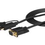 Startech HDMI to VGA Cable - 6ft 2m - 1080p - Active Conversion - HDMI to VGA Adapter Cable for Your VGA Monitor / Display (HD2VGAMM6) - Cabo adaptador - HDMI, Micro-USB Tipo B (apenas alimentação) para HD-15 (VGA) macho - 2 m - preto - ativo, suport