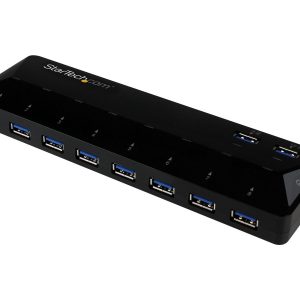 Startech Concentrador USB 3.0 de 10 portas com portas de carregamento e sincronização - 2 x portas 1,5A - Switch de…