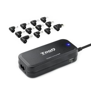 Cargador de Portátil TooQ TQLC-90BS02AT/ 90W/ 2xUSB/ Automático/ 12 Conectores/ Voltaje 12-20V