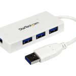 Startech 4 Port USB 3.0 Hub - Multi Port USB Hub w/ Built-in Cable - Powered USB 3.0 Extender for Your Laptop - White…