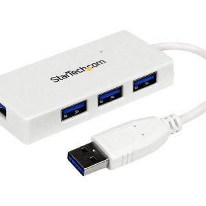 Startech 4 Port USB 3.0 Hub - Multi Port USB Hub w/ Built-in Cable - Powered USB 3.0 Extender for Your Laptop - White…