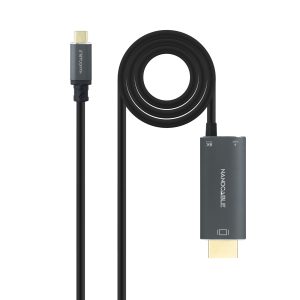Cable Conversor Nanocable 10.15.5182/ USB Tipo-C Macho - HDMI 8K Macho/ USB Tipo-C Hembra/ Hasta 100W/ 1.8m/ Negro