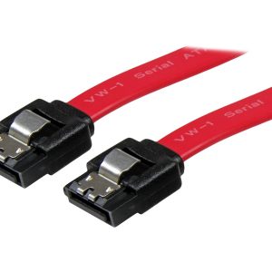 StarTech 12in Latching SATA Cable - SATA cable - Serial ATA 150/300/600 - SATA (R) to SATA (R) - 1 ft - latched - red -…