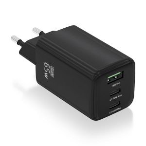 Cargador de Pared GaN Aisens ASCH-65W3P042-BK/ 2xUSB Tipo-C/ 1xUSB/ 65W