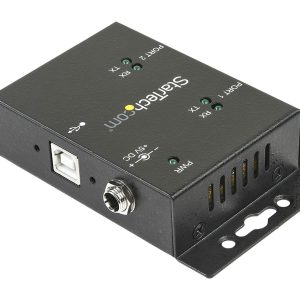 Startech USB to Serial Adapter - 2 Port - Wall Mount - Din Rail Clips - Industrial - COM Port Retention - FTDI - DB9…