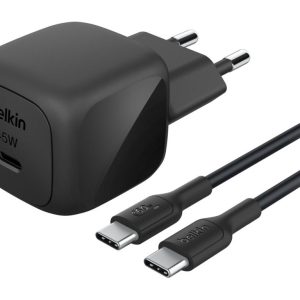 Belkin BoostCharge - Adaptador de alimentação - compacto - 45 watt - Fornecimento de Energia 3.1, Fast Charge (USB-C) - no cabo: USB-C - com Cabo USB-C (1m)