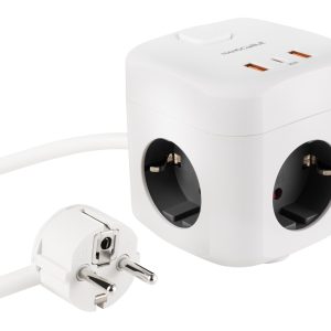 Regleta Nanocable 10.37.0011/ 3 Tomas de corriente/ 2 USB - 1 USB Tipo-C/ Cable 1.4m/ Blanca