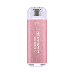 Transcend ESD300 - SSD - 2 TB - externa (portátil) - USB 3.2 Gen 2x1 (USB C conector) - rosa rosado