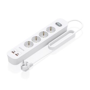 Regleta con Interruptor Aisens ASPS-2A2C12-W/ 4 Tomas de Corriente/ 2 USB - 2 USB Tipo-C/ Cable 1.4m/ Blanco