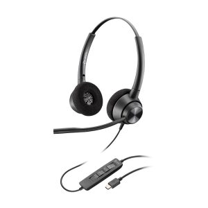 Poly EncorePro 320 - EncorePro 300 series - auscultadores - no ouvido - com cabo - USB-C - preto - Compatível com TAA -…
