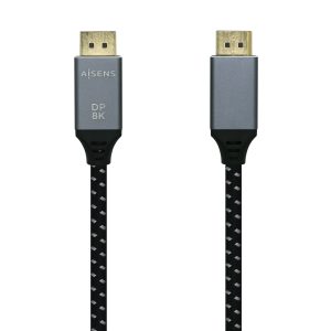 Cable DisplayPort 1.4 8K Aisens A149-0438/ DisplayPort Macho - DisplayPort Macho/ 3m/ Negro Gris