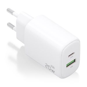 Cargador de Pared GaN Aisens A110-0909/ 1xUSB Tipo-C/ 1xUSB/ 20W/ Blanco