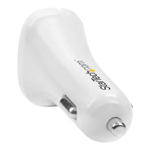 Startech Dual Port USB Car Charger - 24W/4.8A White - Adaptador de energia para automóvel - 24 watt - 4.8 A - 2…