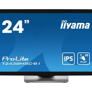 iiyama ProLite T2438MSC-B1 - Monitor LED - 24" (23.8" visível) - ecrã de toque - 1920 x 1080 Full HD (1080p) - IPS -…