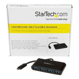 Startech 4-Port USB-C Hub - Portable USB-C to 4x USB-A Hub - Bus-Powered USB 3.1 Gen 1 Type-C Hub - USB 3.0 Port…