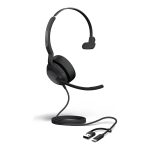 Jabra Evolve2 50 MS Mono - Auscultadores - no ouvido - com cabo - cancelamento de ruído activo - USB-C, USB-A -…