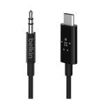 Belkin RockStar - Cabo de áudio - USB-C macho para mini-phone stereo 3.5 mm macho - 91.4 cm - preto