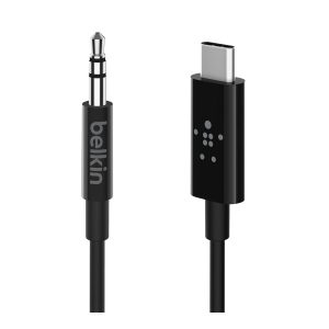 Belkin RockStar - Cabo de áudio - USB-C macho para mini-phone stereo 3.5 mm macho - 91.4 cm - preto