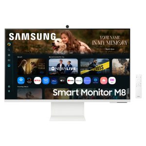 Smart Monitor Samsung M8 M80F S32FM801UU 32"/ 4K/ Multimedia/ Regulable en altura/ Smart TV/ Webcam/ Blanco