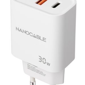 Cargador de Pared Nanocable 10.10.2011/ 1xUSB/ 1xUSB Tipo-C/ 30W/ Blanco
