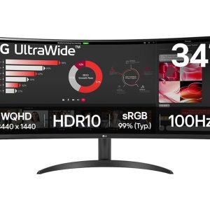 LG UltraWide 34WR50QK-B - Monitor LED - curvo - 34" - 3440 x 1440 WQHD @ 100 Hz - VA - 300 cd/m² - 3000:1 - HDR10 - 5…