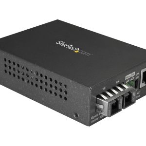 Startech Singlemode (SM) SC Fiber Media Converter for 10/100/1000 Network, 10km, Gigabit Ethernet, 1310nm, w/ Auto…