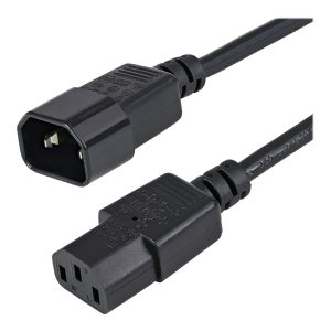 StarTech.com 1m (3ft) Power Extension Cord, C14 to C13, 10A 125V, 18AWG, Black Computer Power Cord Extension, Power…