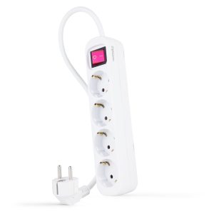 Regleta con Interruptor Nanocable 10.37.0004/ 4 Tomas de Corriente/ Cable 1.4m/ Blanca