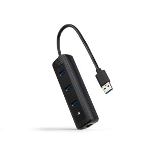 Hub USB 3.0 Nanocable 10.16.4604/ 3xUSB/ 1xRJ45/ Negro