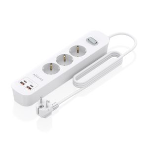 Regleta con Interruptor Aisens ASPS-2A2C10-W/ 3 Tomas de Corriente/ 2 USB - 2 USB Tipo-C/ Cable 1.4m/ Blanco
